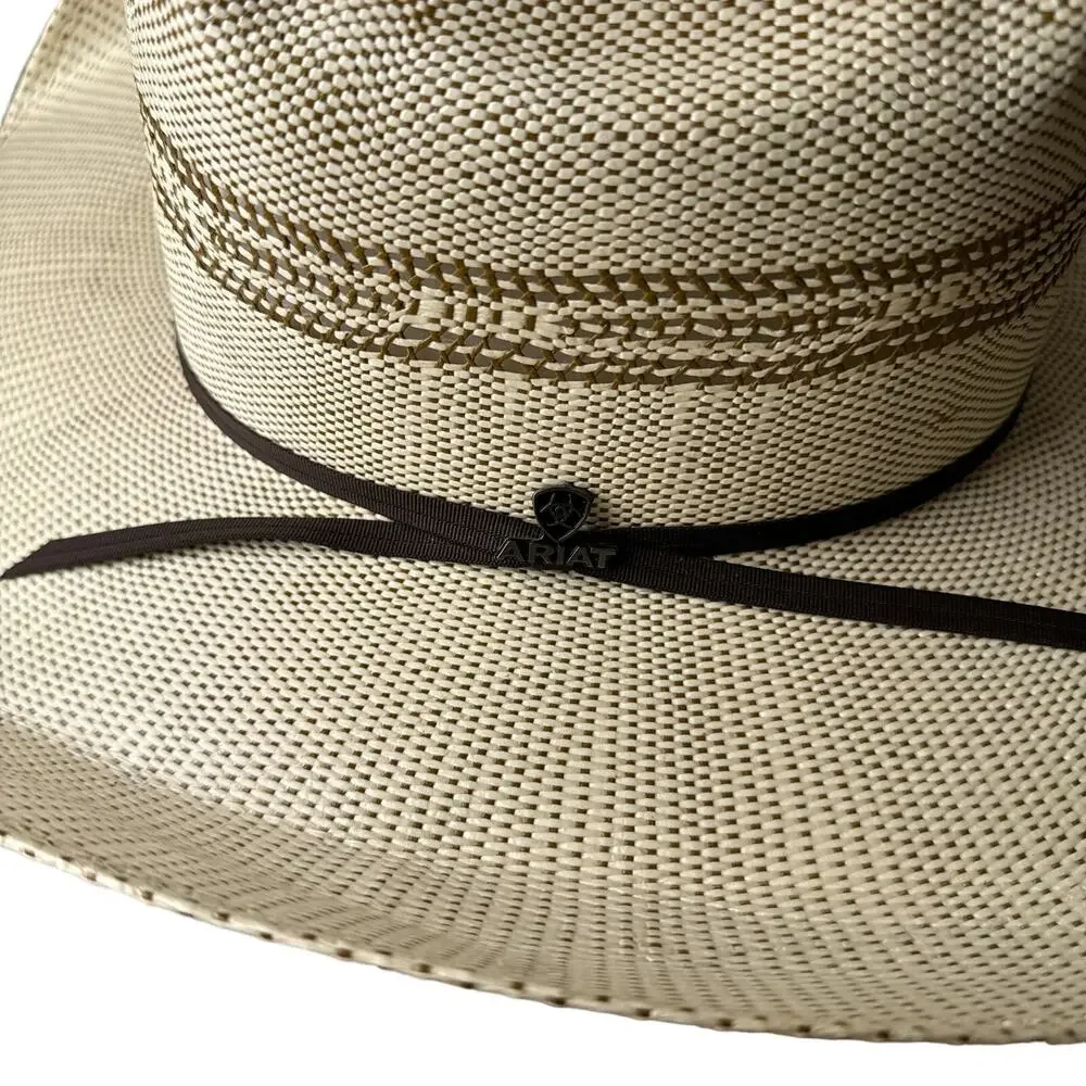 ARIAT Bangora Straw Cowboy Hat Men's Beige Western Ventilated Crown Rodeo 5430‎